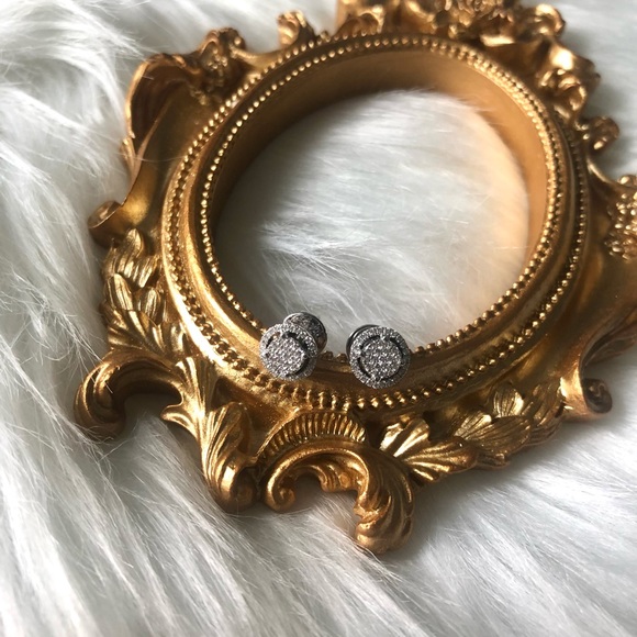 Engagement 18K White Gold Natural Diamonds Stud Earrings - Picture 3 of 8